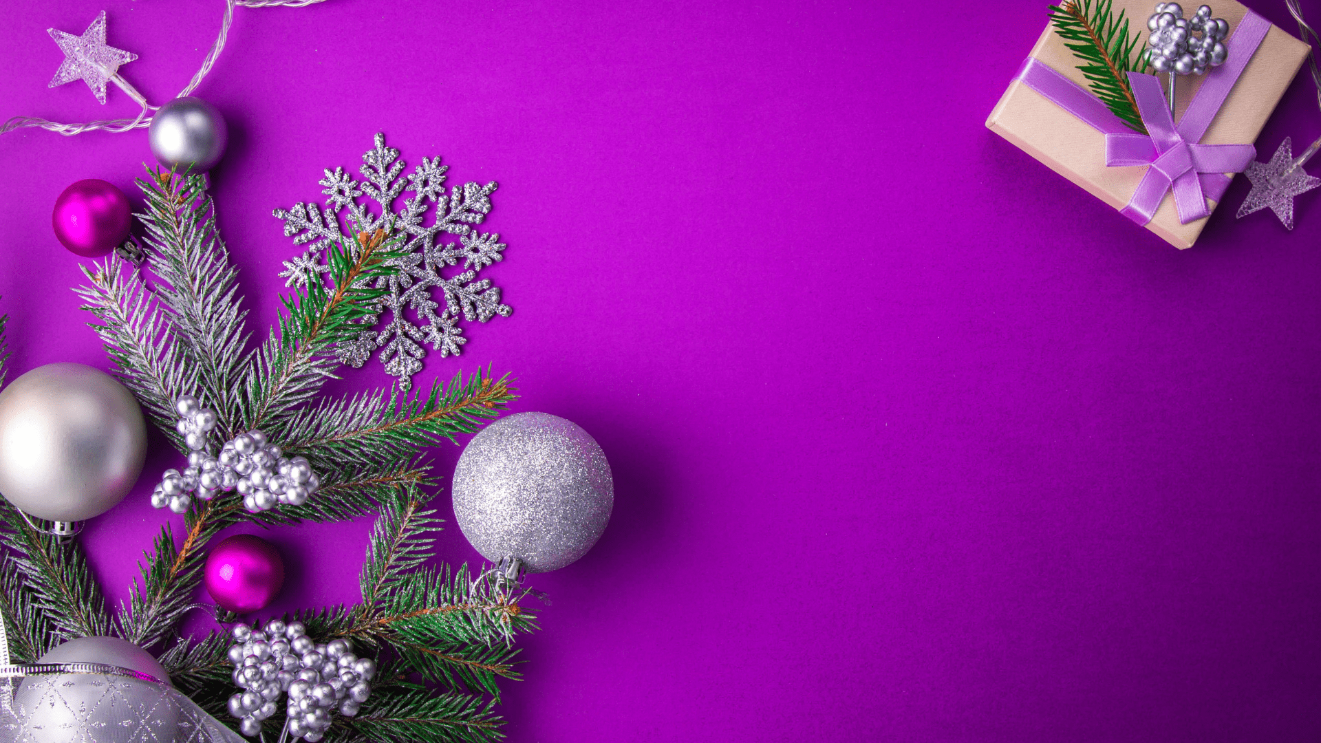 Christmas decor and gifts for nurses on a bright purple background